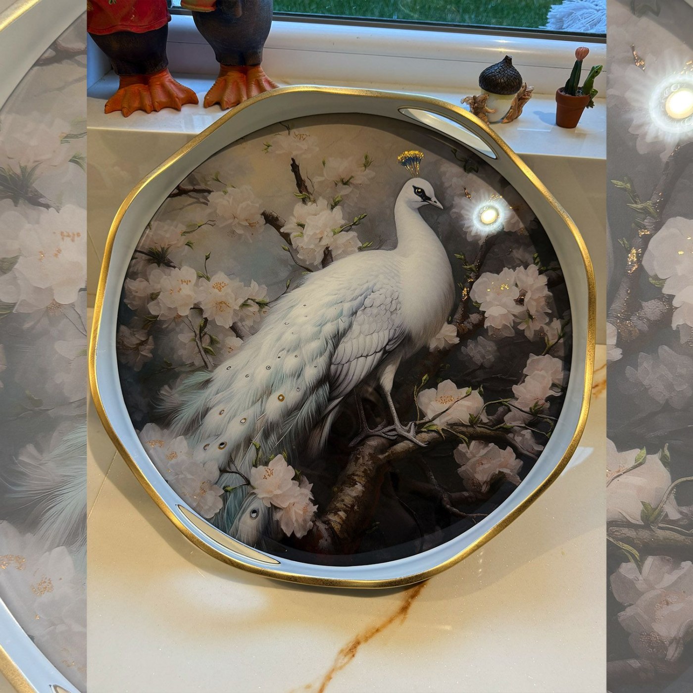 Peacock Glass Tray